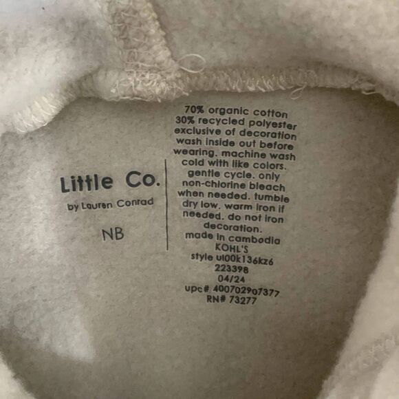 NWT!! Adorable!! Sz NB Cream/Blue Tie Dyed Light Weight Hoodie Organic Cotton - Picture 3 of 7